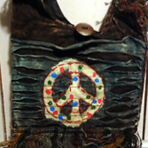 Peace Sign Crossbody Bag Hippie Boho